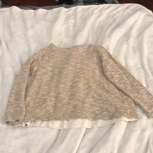 Pink tweed blouse with flowy back accent